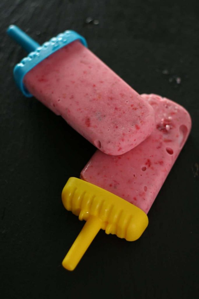 Strawberry Vanilla Yogurt Ice Pops 