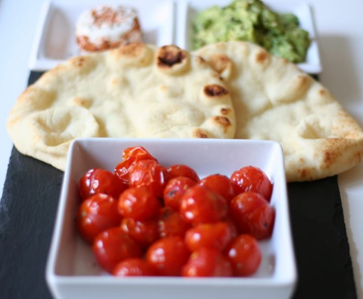 Roasted Tomatoes and Avocado Naan Toast