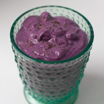 Avocado Berry Smoothie made with avocado, raspberries and blueberries. Delicious, smooth and creamy.