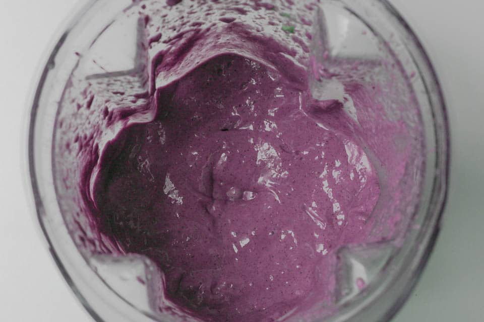 Avocado Berry Smoothie in jar blender