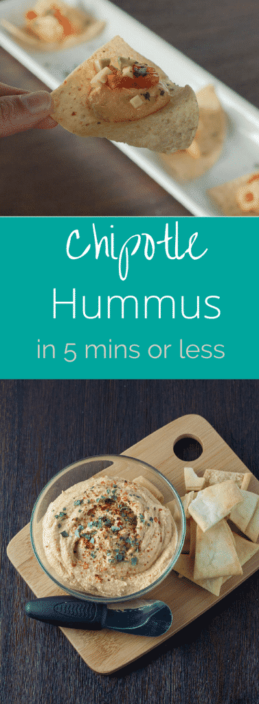 You can make this delicious Chipotle Hummus in just minutes in your blender. No need to buy from a store when you can make it fresh on-demand.