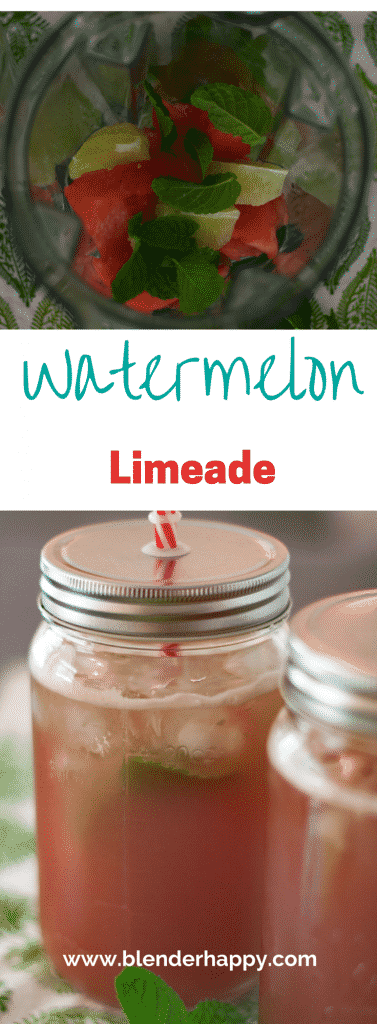 Watermelon + Lime + Mint = Tasty, quick and easy to make Watermelon Limeade in 5 mins or less in your blender