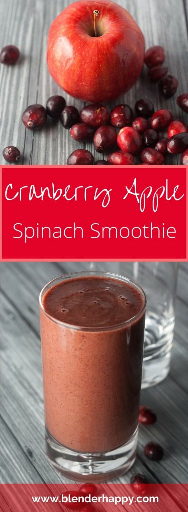 This cranberry apple spinach smoothie packs a punch - it is rich in fibre, antioxidants and immune boosting Vitamin C.
