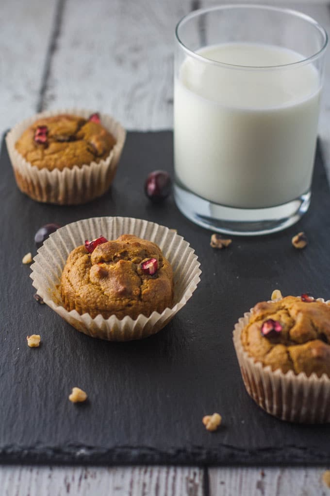 Blender Pumpkin Cranberry Walnut Muffins