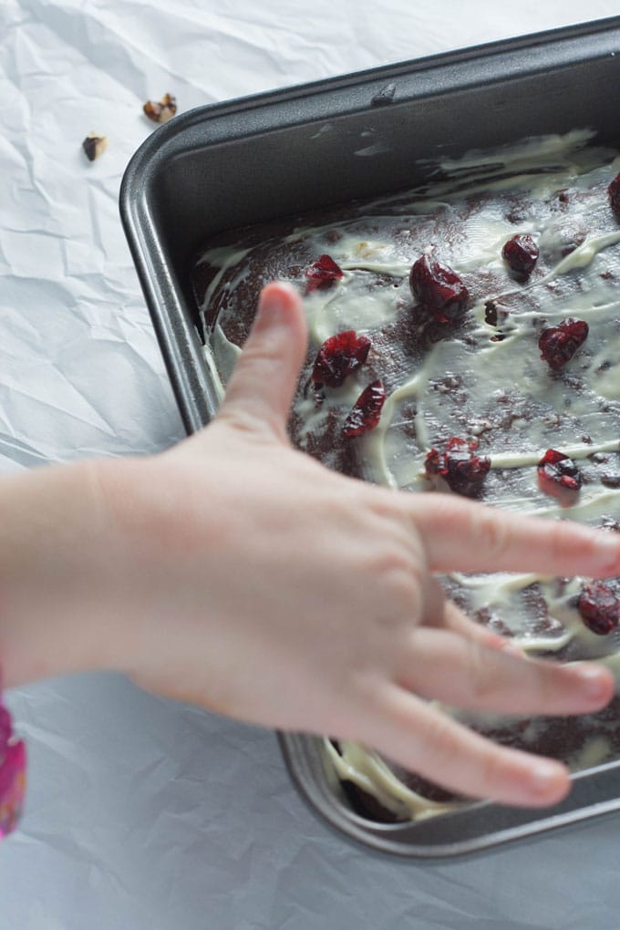 Easy to make blender chocolate cranberry walnut brownies that are a perfect kitchen project for kids.