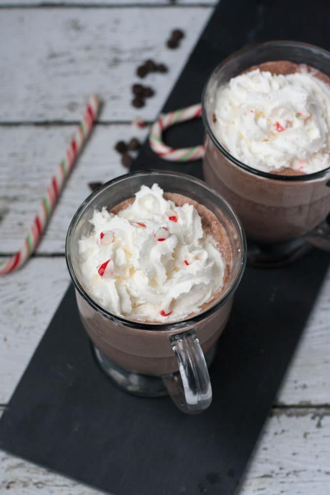 Make your own peppermint hot chocolate in your vitamix. 