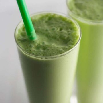 Pina Colada Green Smoothie perfect for those days you wish you were sitting on a beach.