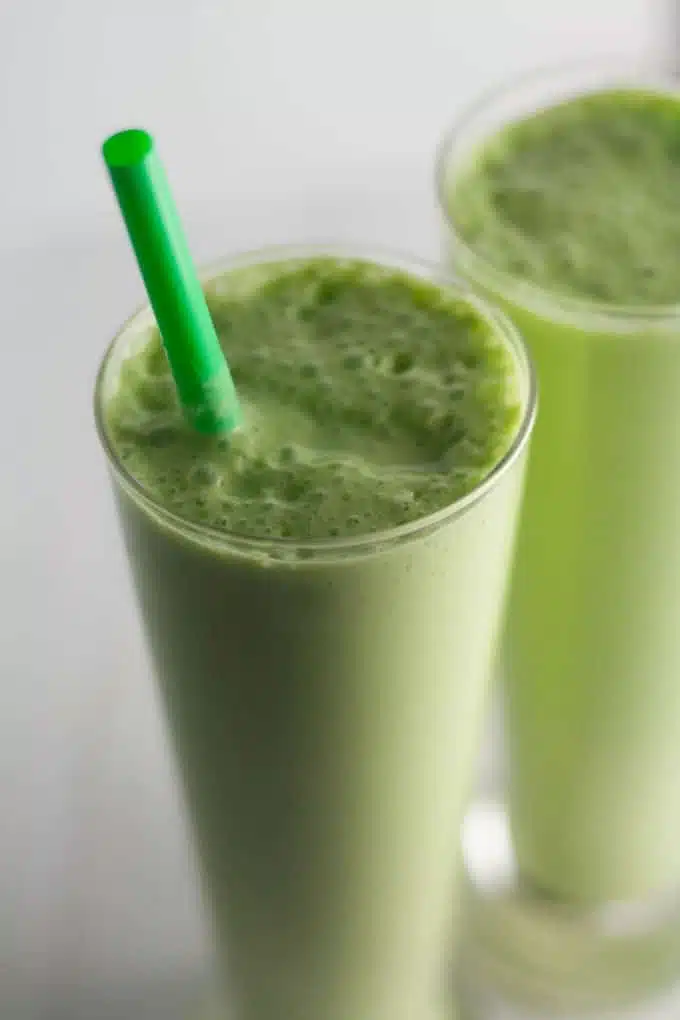 Pina Colada Green Smoothie perfect for those days you wish you were sitting on a beach.