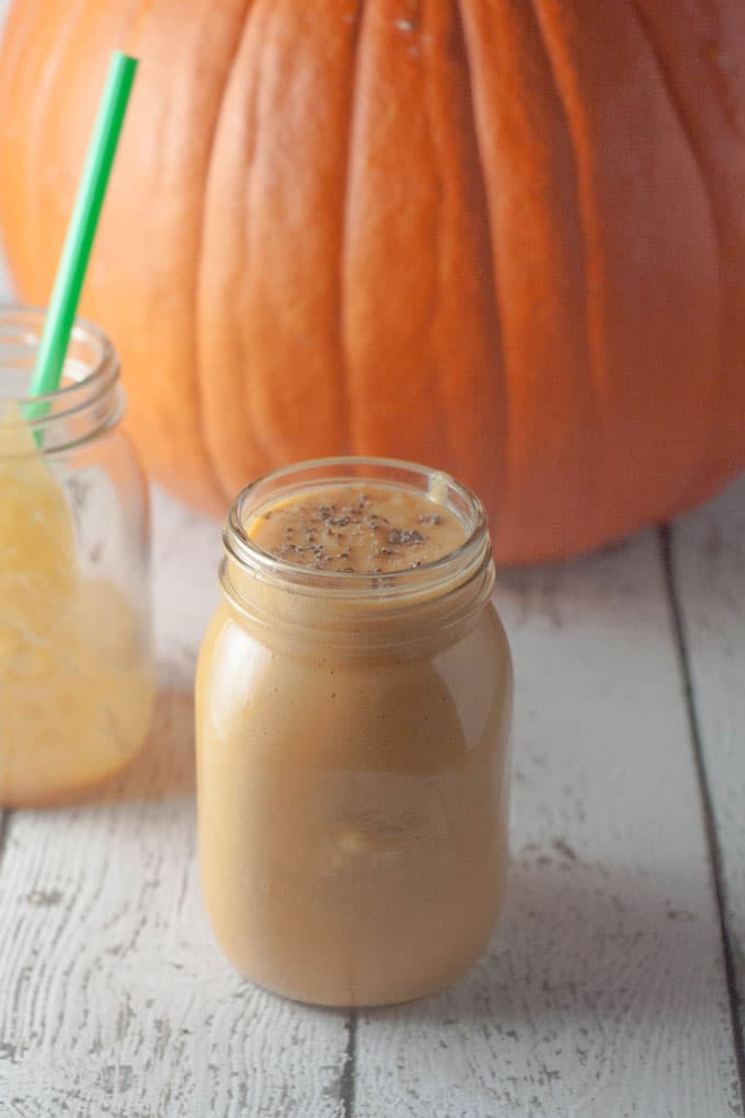 Pumpkin, Pineapple, Banana, Protein and Milk makes a quick and tasty smoothie.
