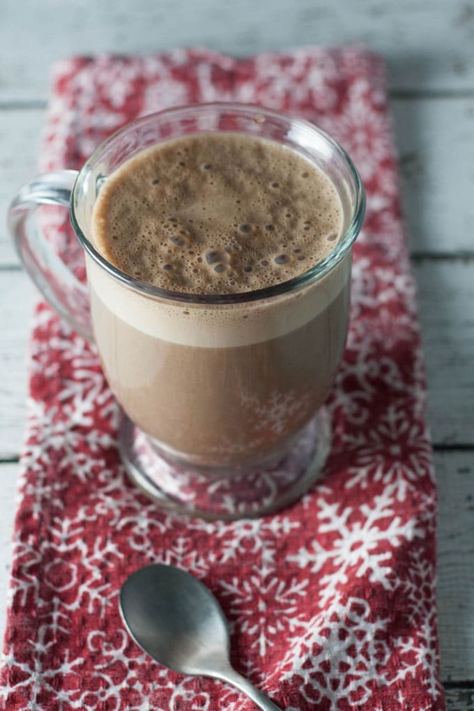 Hot Beverage in mug with spoon.