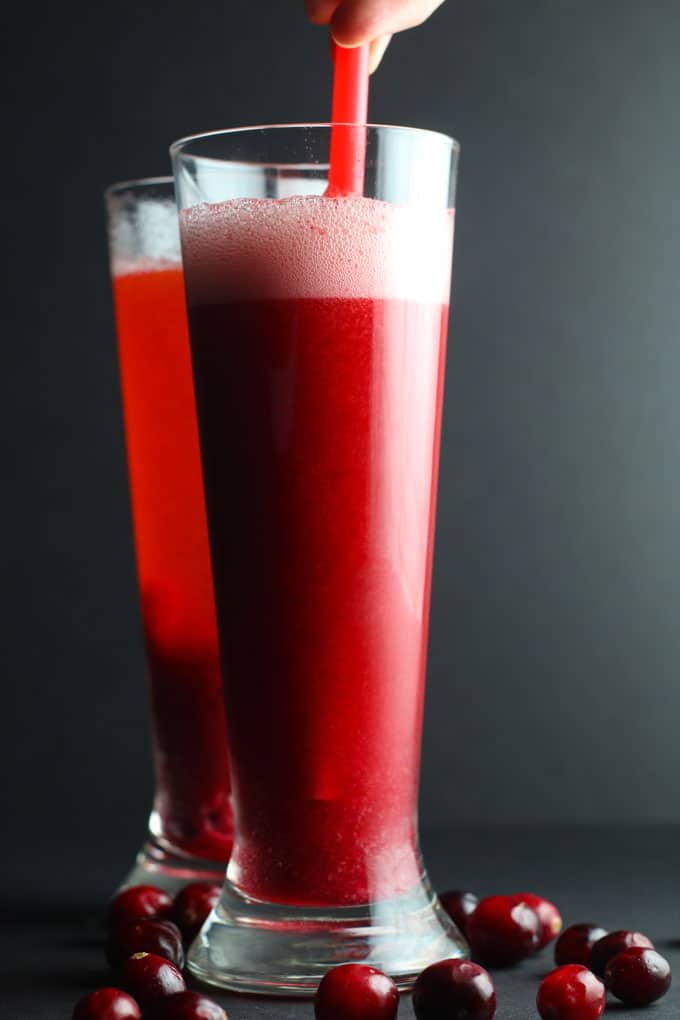 A sparkling hard cider cranberry cocktail is the perfect drink to ring in the New Year.