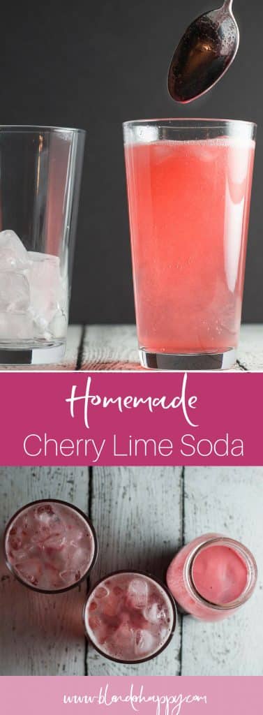 Make your own homemade Cherry Lime Soda at home with this easy to make soda syrup recipe.