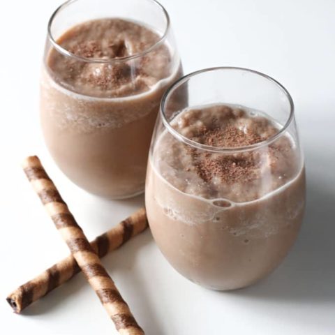 Two glasses filled with smoothie