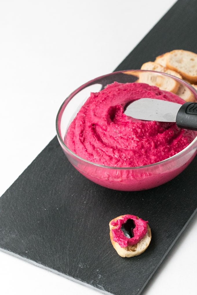 Move over guacamole...there is another fresh dip in town. Beet and white bean hummus is simple to make, tastes delicious and adds a punch of colour to any table.