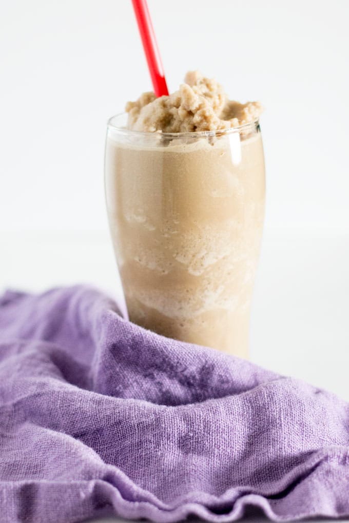 A chocolate peanut butter banana coffee smoothie is an easy to make, yet indulgent, treat perfect as a "pick me up".