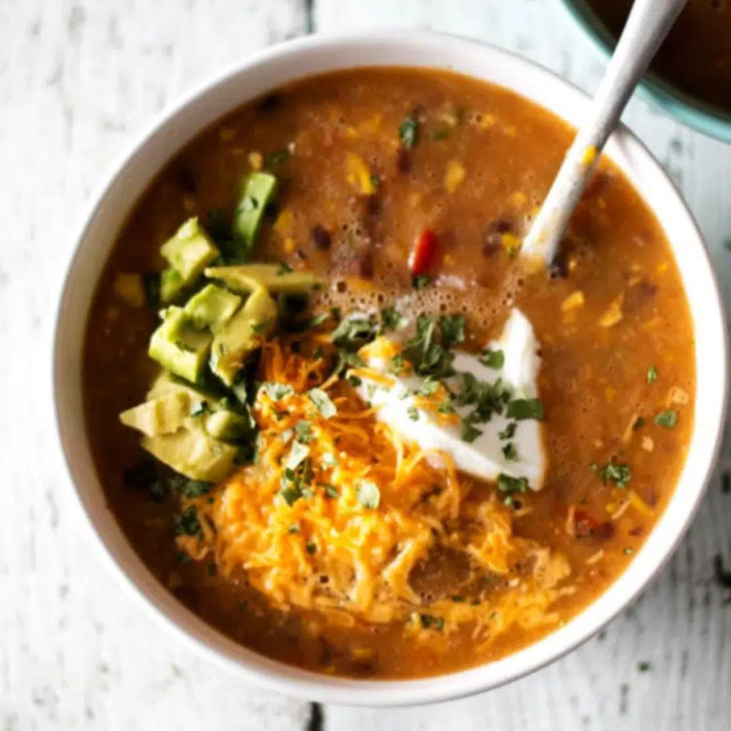 Soup in bowl with spoon