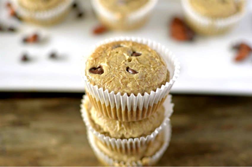 Flourless Salted Caramel Chocolate Chip Muffins by Athletic Avocado