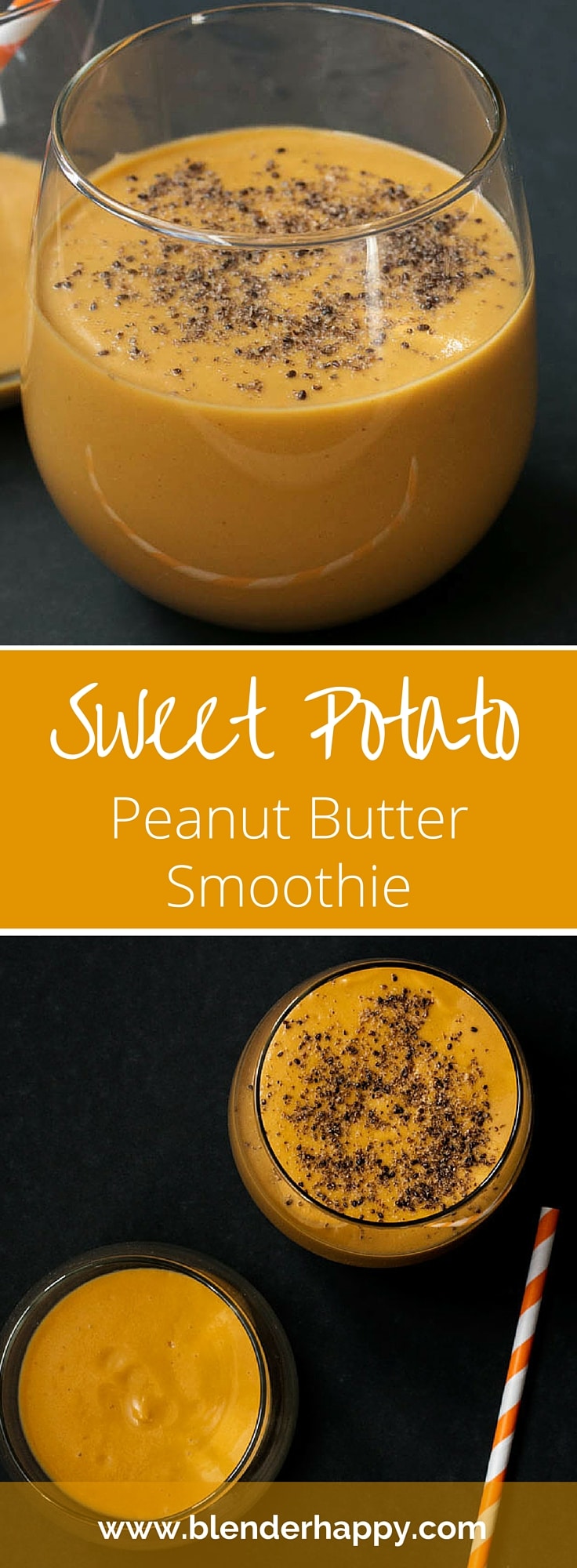 Sweet Potato Peanut Butter Smoothie delivers a tasty vegan snack or breakfast. Made with just four ingredients it is a great smoothie to add to your routine.