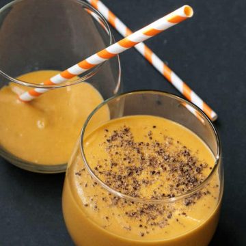 Sweet Potato Peanut Butter Smoothie delivers a tasty vegan snack or breakfast. Made with just four ingredients it is a great smoothie to add to your routine.