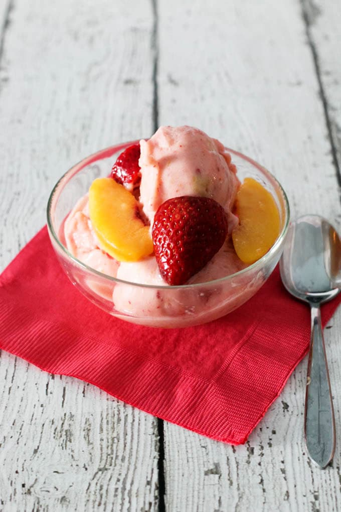 vegan strawberry peach ice cream