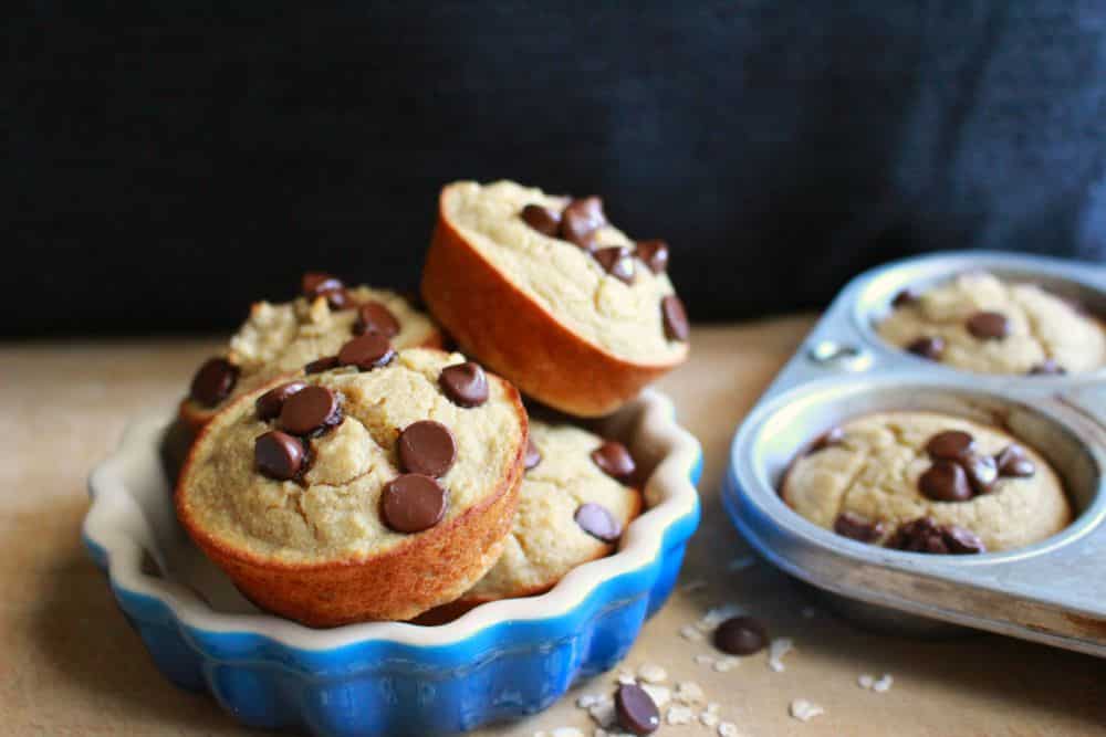 Bourbon Banana Coconut Chocolate Chip Muffins by Enticing Healthy Eating