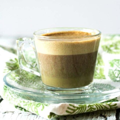 latte in clear coffee mug