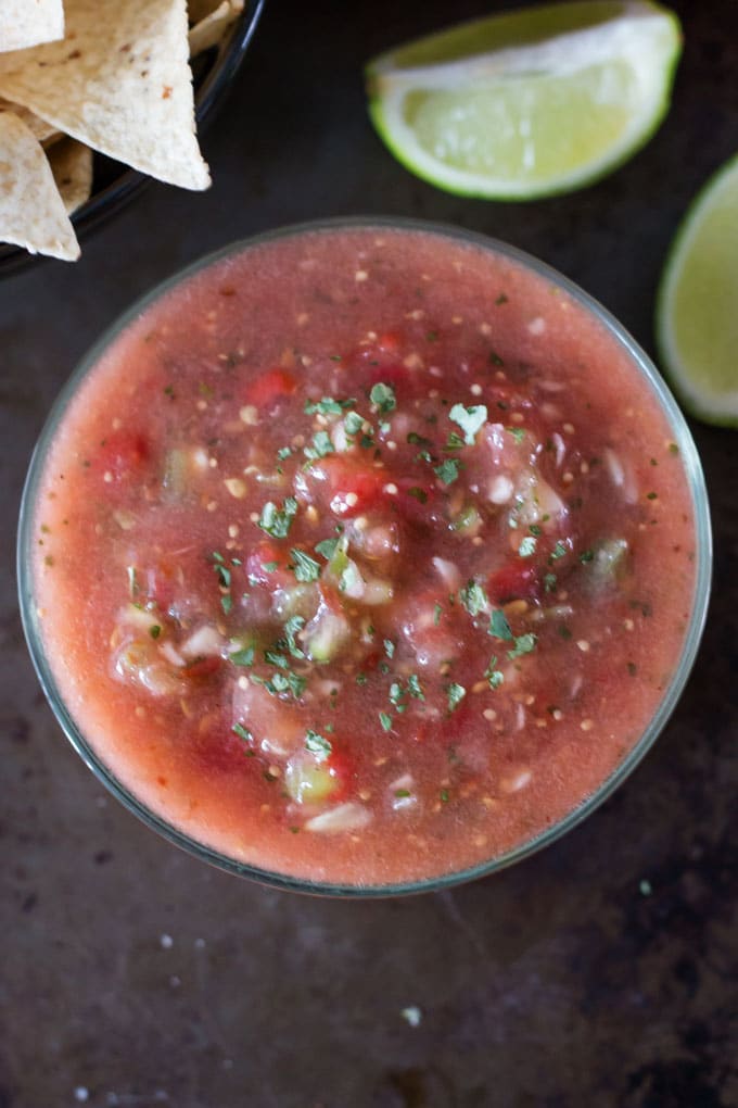 This raw, easy small batch tomatillo tomato salsa can be made in minutes with little fuss and almost no clean up. 