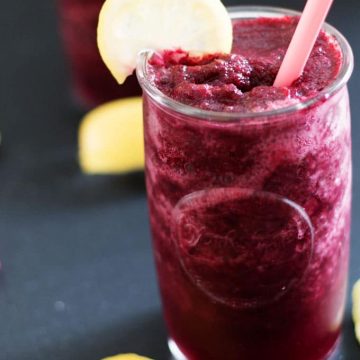 Why not add some nutrient rich blueberries to this twist on frozen lemonade? The perfect, easy drink for summer.