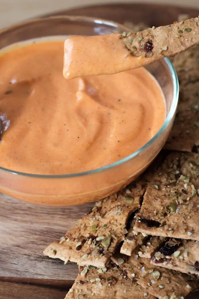 This dip may be the easiest dip you'll ever make. In just minutes you can enjoy this 3 minute roasted red pepper dip.