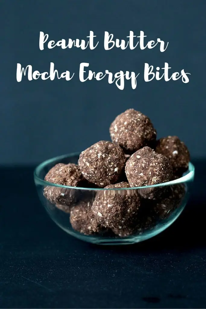 Need a little pick me up? Then try Peanut Butter Mocha Energy Bites when you need a boost of energy, protein or a just a little taste of chocolate.