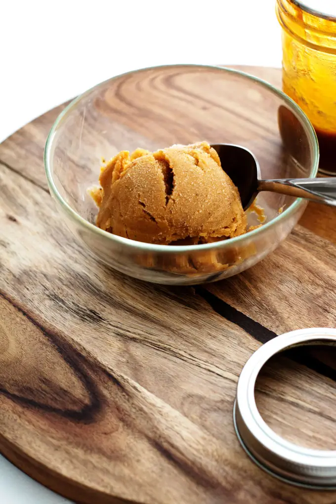 ice cream in bowl with spoon