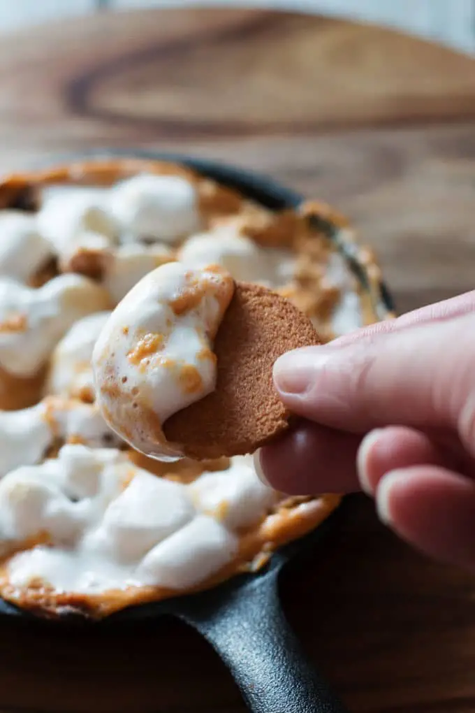 pumpkin dip in cast iron pan