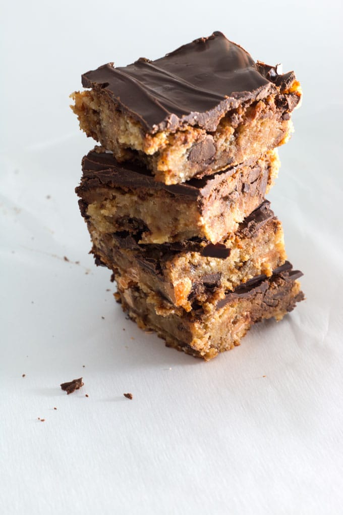 These 4 ingredient chocolate butterscotch cookie bars are perfectly sweet and super easy to make. 