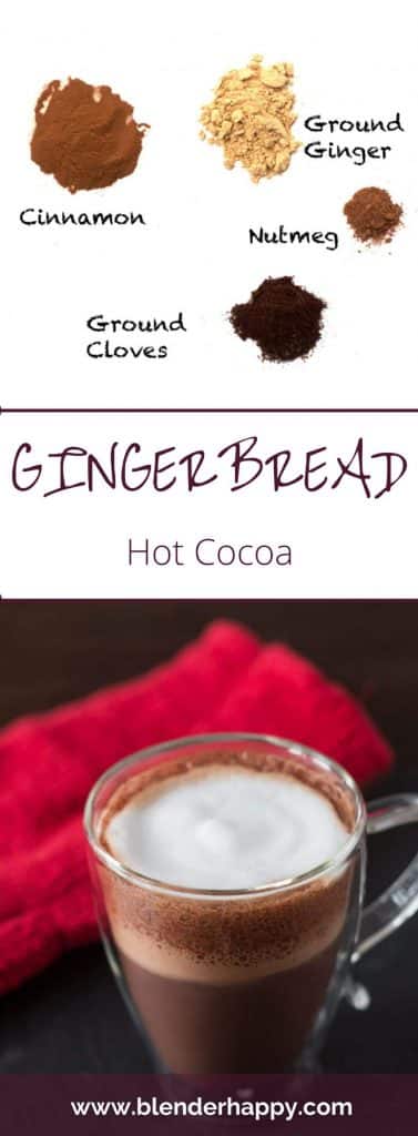 This gingerbread hot cocoa combines the best of both worlds with the wonderful chocolatey taste of good quality cocoa and the spiciness of ginger, nutmeg, cinnamon and cloves.