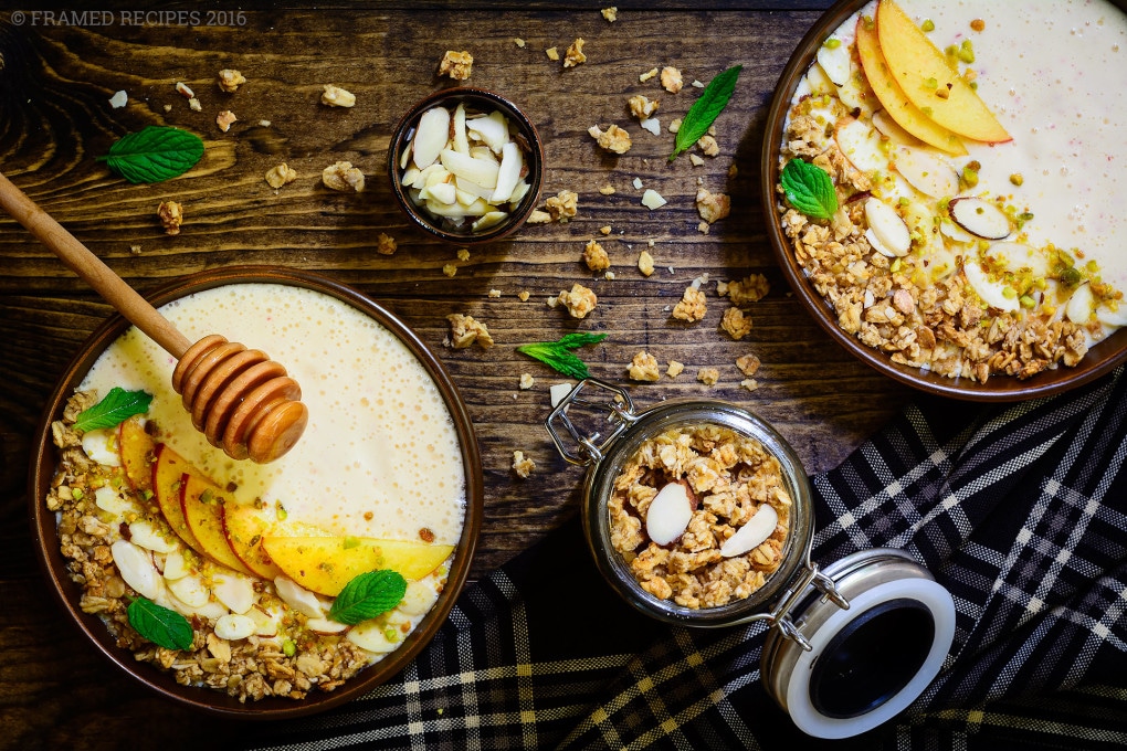 Peach Yogurt Breakfast Bowl - Looking for a lighter, healthier way to start your day? Smoothie bowls are tasty and can pack a great nutritional punch.