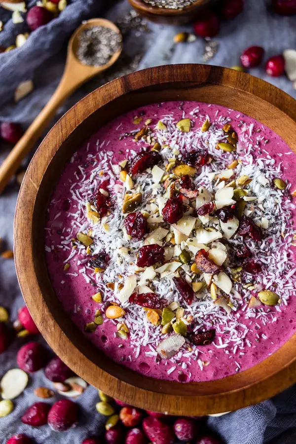 Cranberry Smoothie Bowl via Nutmeg Nanny - Looking for a lighter, healthier way to start your day? Smoothie bowls are tasty and can pack a great nutritional punch.