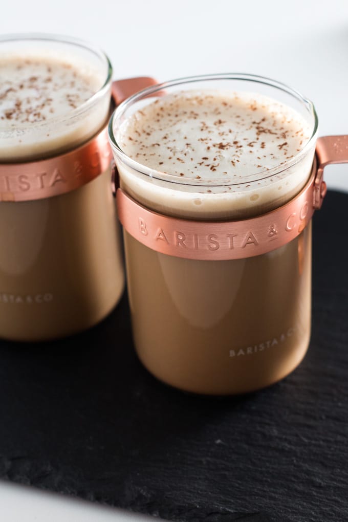 Get in the festive spirit with this Peppermint Mocha Latte with Irish Cream froth!