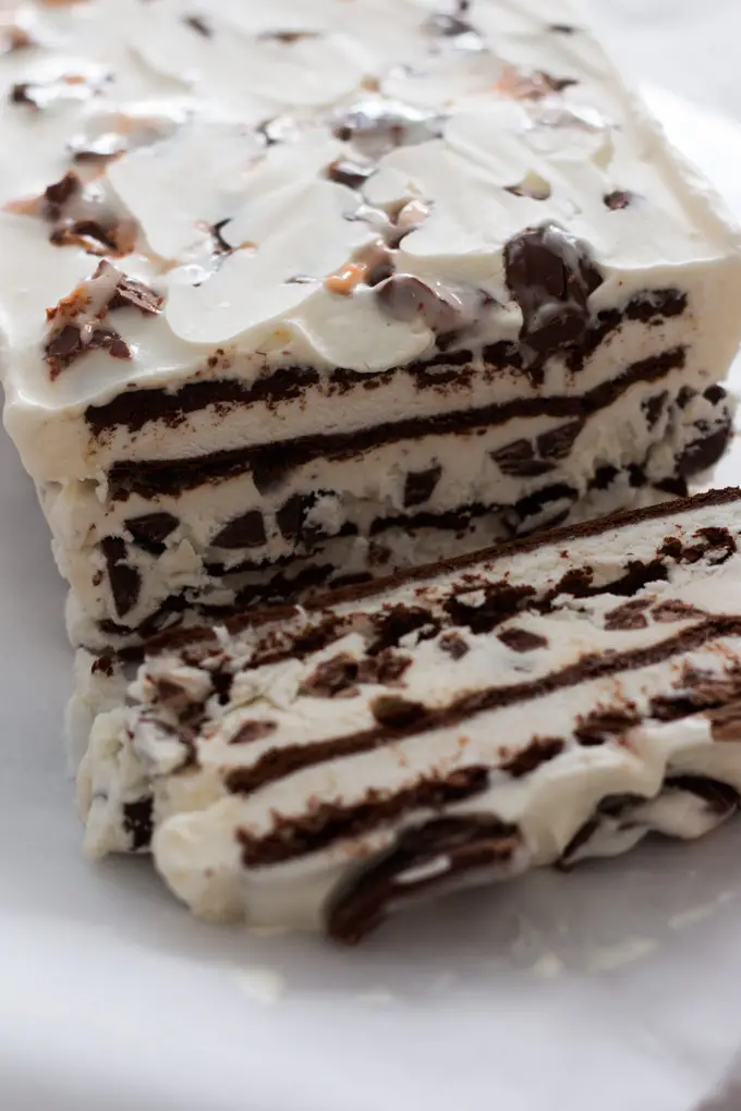 Ice Cream Cake sliced.