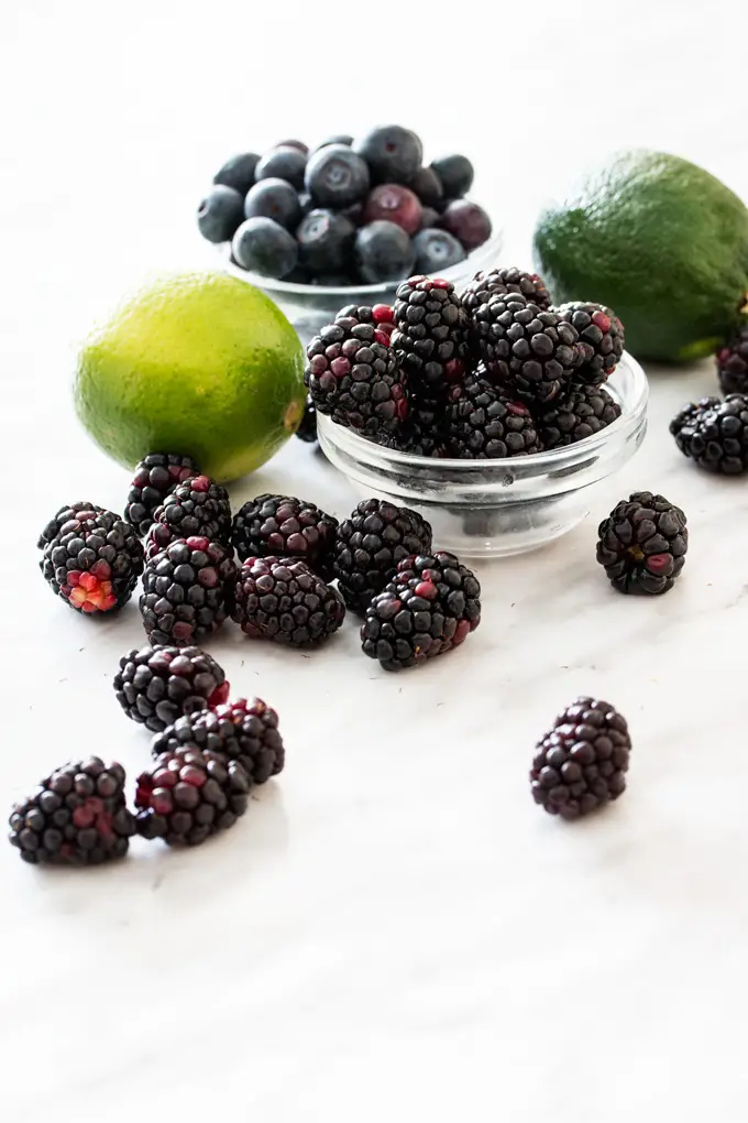 Coconut Blackberry Lime Paletas or Popsicles are a tasty, sugar free treat.