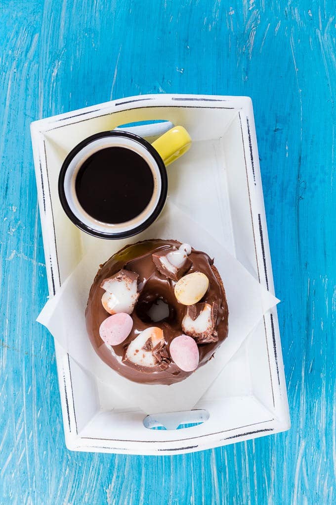 You had me at Nutella with these delicious baked nutella & creme egg doughnuts.