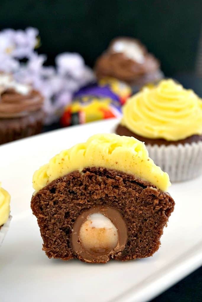 Put your Easter Candy to good use with these Cadbury Creme Egg Cupcakes.