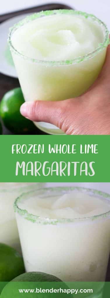 Frozen Whole Lime Margaritas made in the blender.