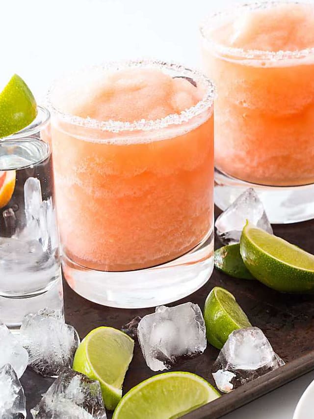 Blended drinks served in sugar rimmed glasses